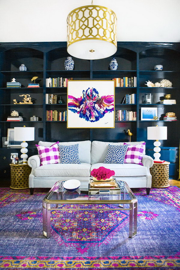 Splendid Bookshelf Behind The Couch. 