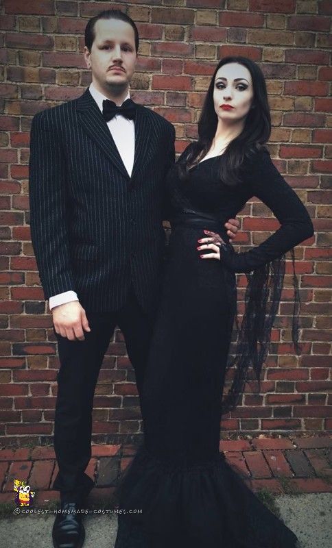 Cool Morticia and Gomez Addams Couple Costume. 