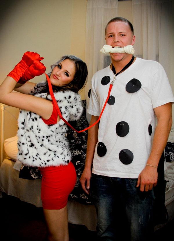  Cruella De Ville and Dalmatian Couples Costume. 