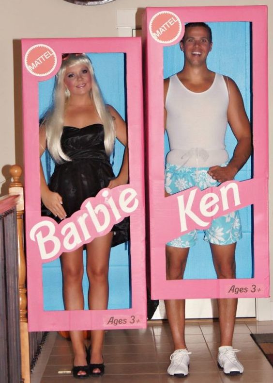 Barbie and Ken Couple's Halloween Costume. 