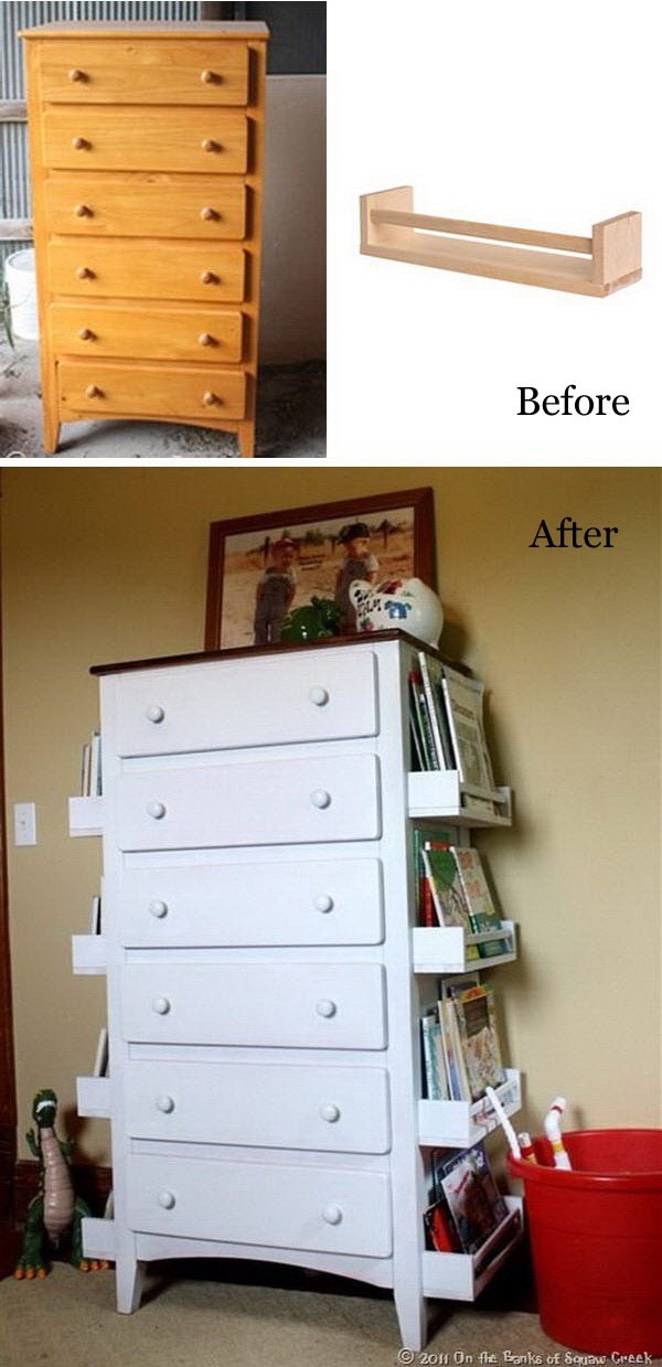 DIY Kid's Bookshelves Made from Old Drawers. 