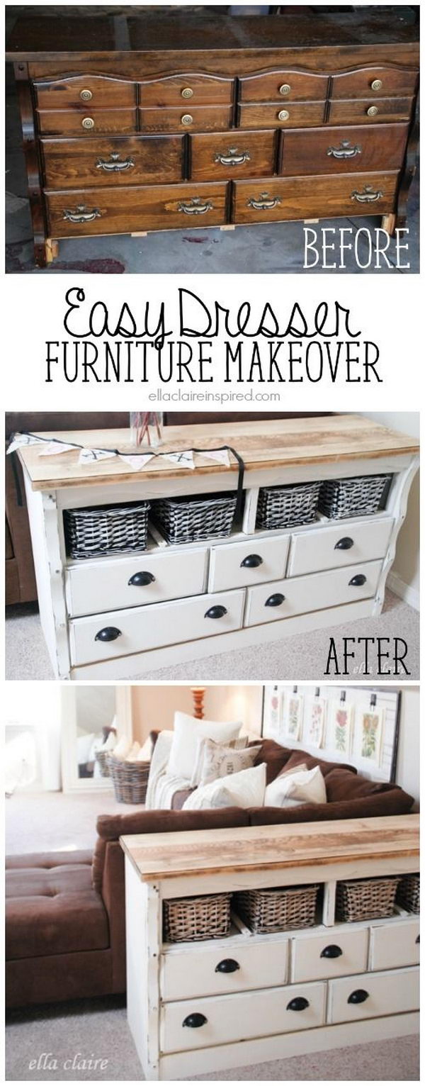 The Old And Dated Dresser was Totally Unrecognizable After The Fabulous Makeover. 