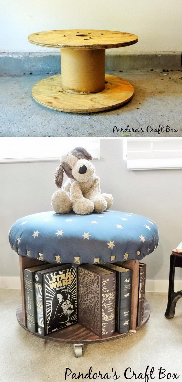 DIY Repurposed Wooden Cable Spool Table. 