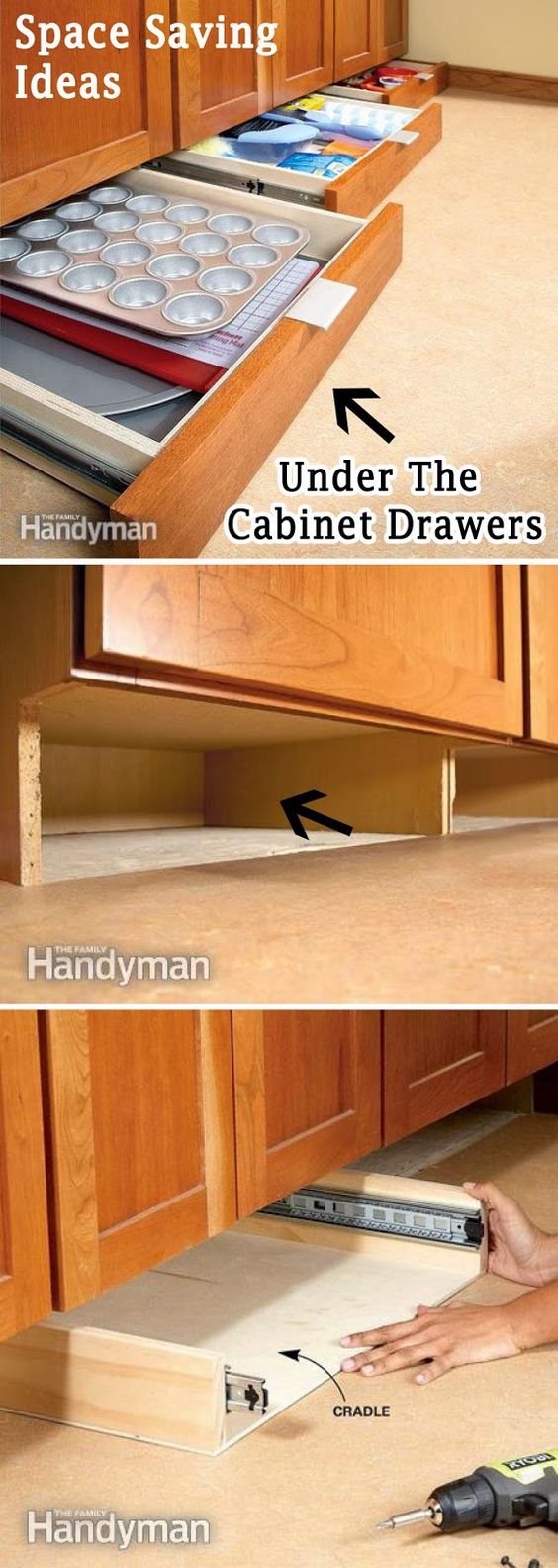 Get More Space in the Kitchen with Under-Cabinet Drawers. 
