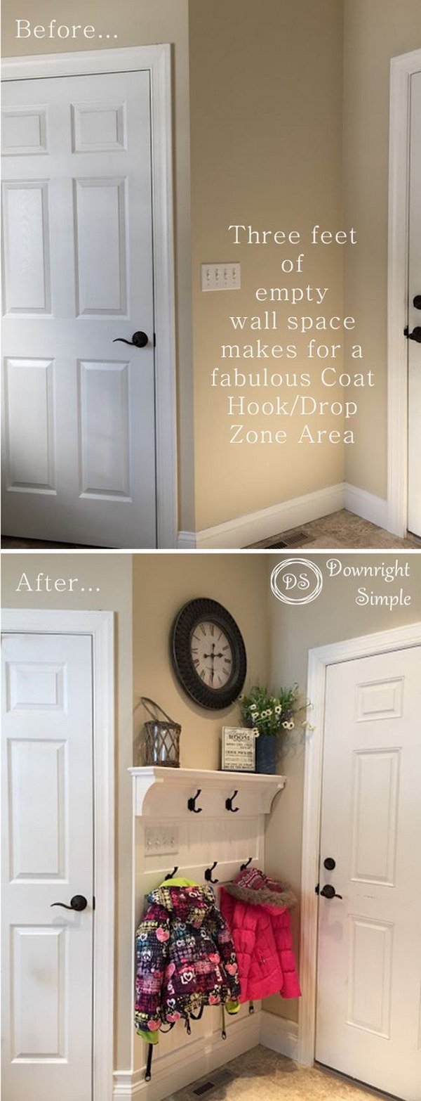 Add Storage and Decoration to Small Entryway Space with Board and Batten Wall. 