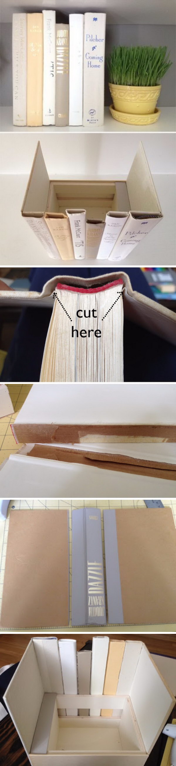 Make a  Secret Book Storage to Hide Your Valuables and Your Eye Sores. 