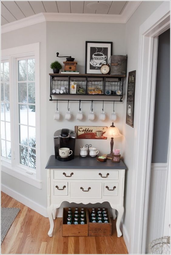 Set Up a Coffee Station in Any Unused Corner in Any Part of Your Home. 