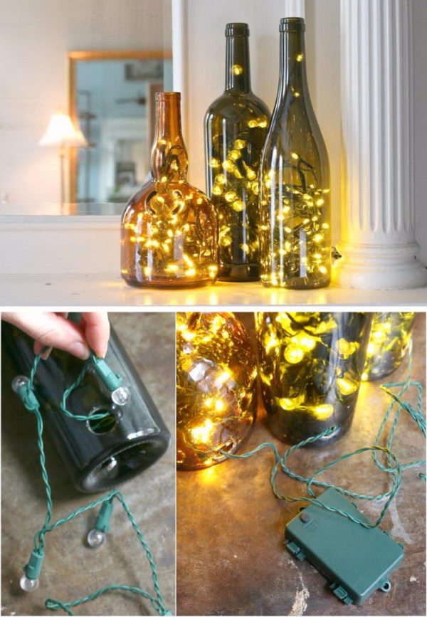  Christmas Lights in a Wine Bottle. 