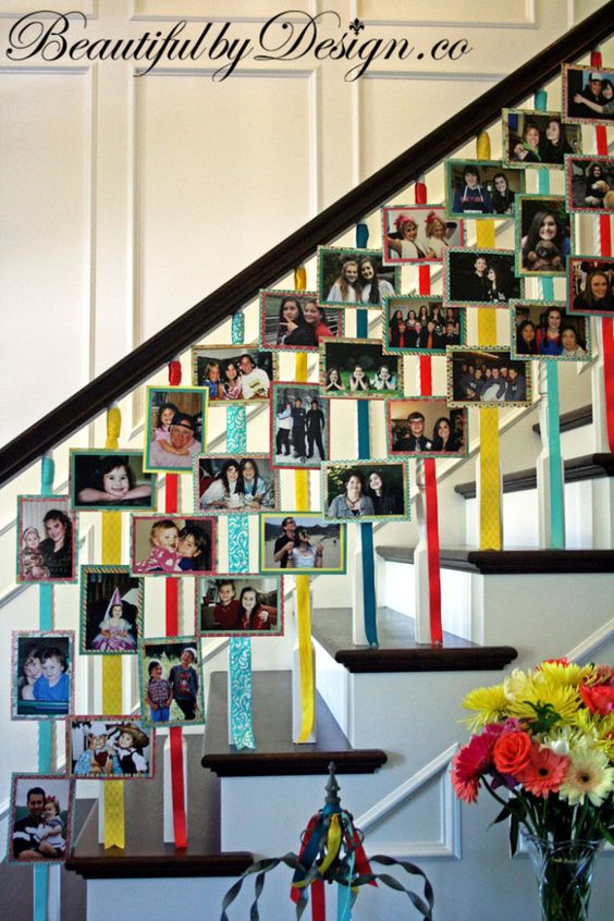 Display Photos on the Staircase as People Come into the Living Room. 