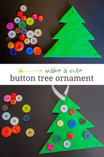 Cute Button Tree Ornament for Kids. 