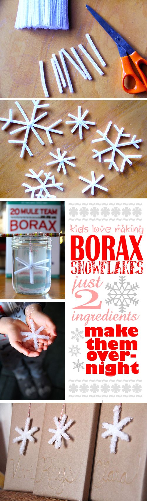 Easy Borax Snowflakes. 