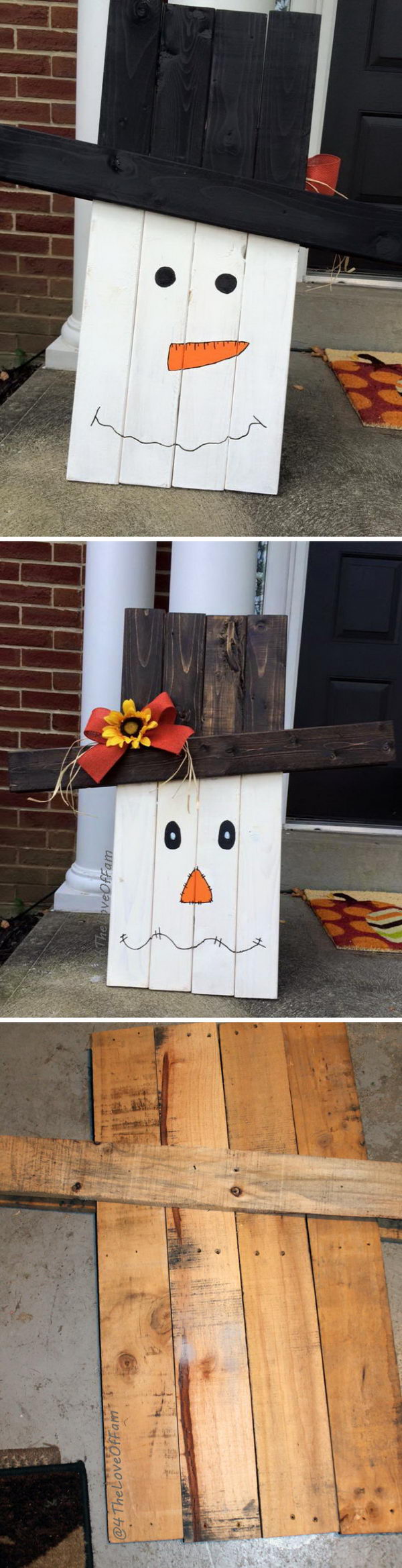 DIY Two Sided Pallet Scarecrow to Snowman Pallet. 