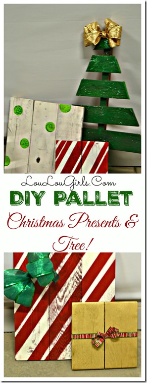 DIY Pallet Christmas Tree and Presents. 