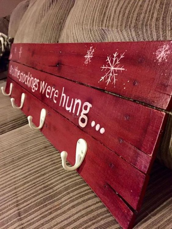 DIY Stocking Hanger Made out of an Old Pallet. 