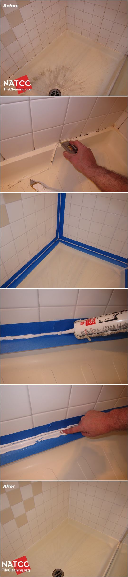 Replace Black Moldy Caulk and Clean Your Tile Shower. 