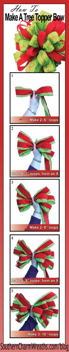 DIY Christmas Tree Topper Bow. 