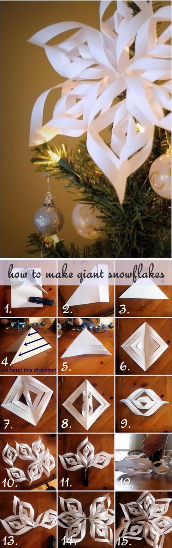 Giant Paper Snowflake Tree Topper. 