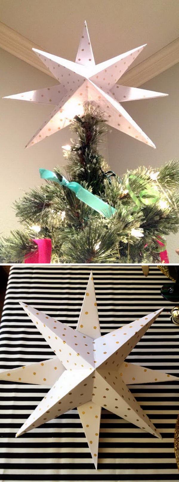 DIY Paper Star Christmas Tree Topper. 