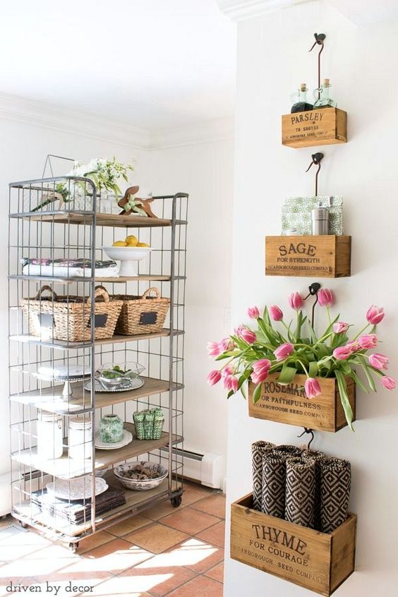 Wall Mounted Nesting Herb Crates. 