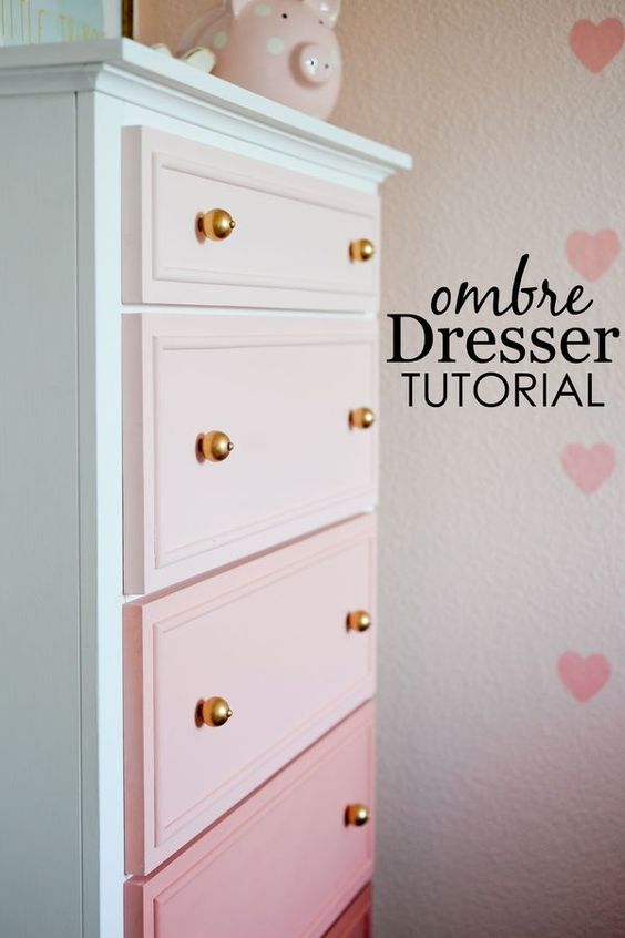 DIY Pink Ombre Painted Dresser. 