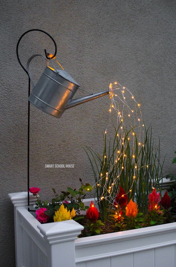 Glowing Watering Can With Fairy Lights. 