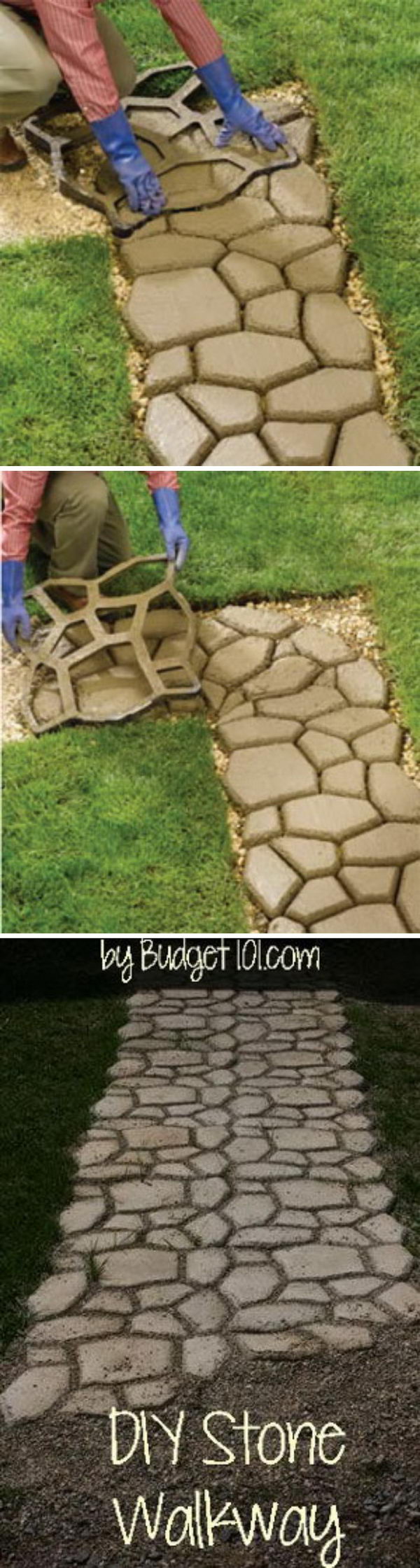 DIY Faux Stone Walkway with Concrete. 