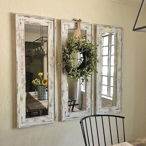 DIY Rustic Wall Mirrors Made from Plywood and Cheap Frameless Mirrors . 
