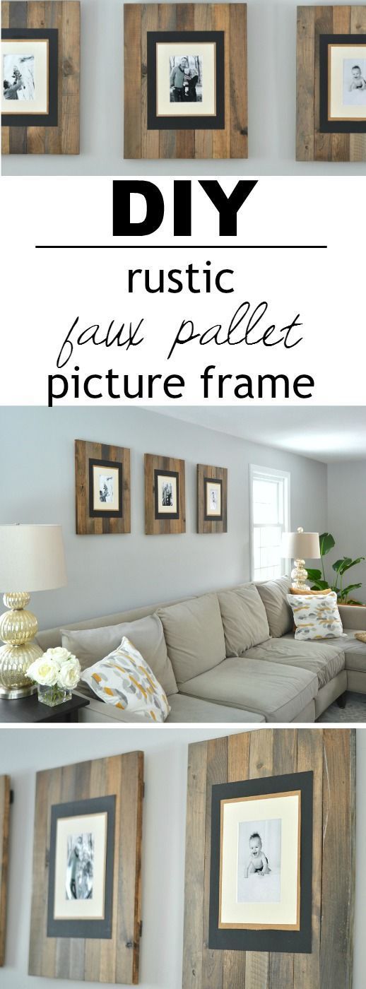 DIY Rustic Faux Pallet Picture Frames. 