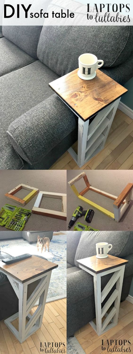 Easy DIY Table That Slides Under The Edge Of The Couch. 