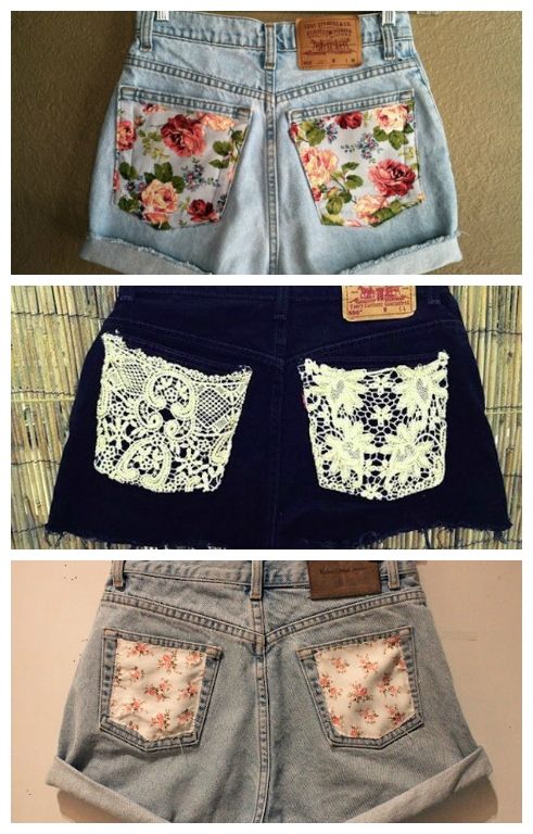 Add pretty fabrics or a bit of lace to transform a boring pair of shorts. 
