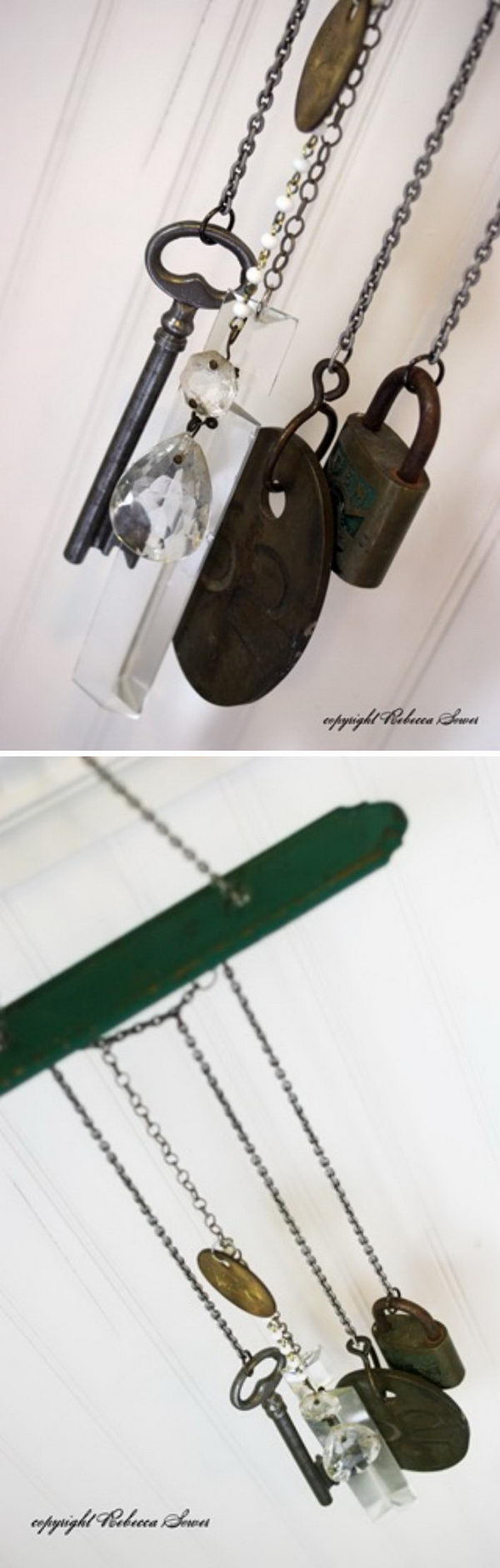 DIY Wind Chime from Upcycled Keys and Other Assorted Junk Items. 