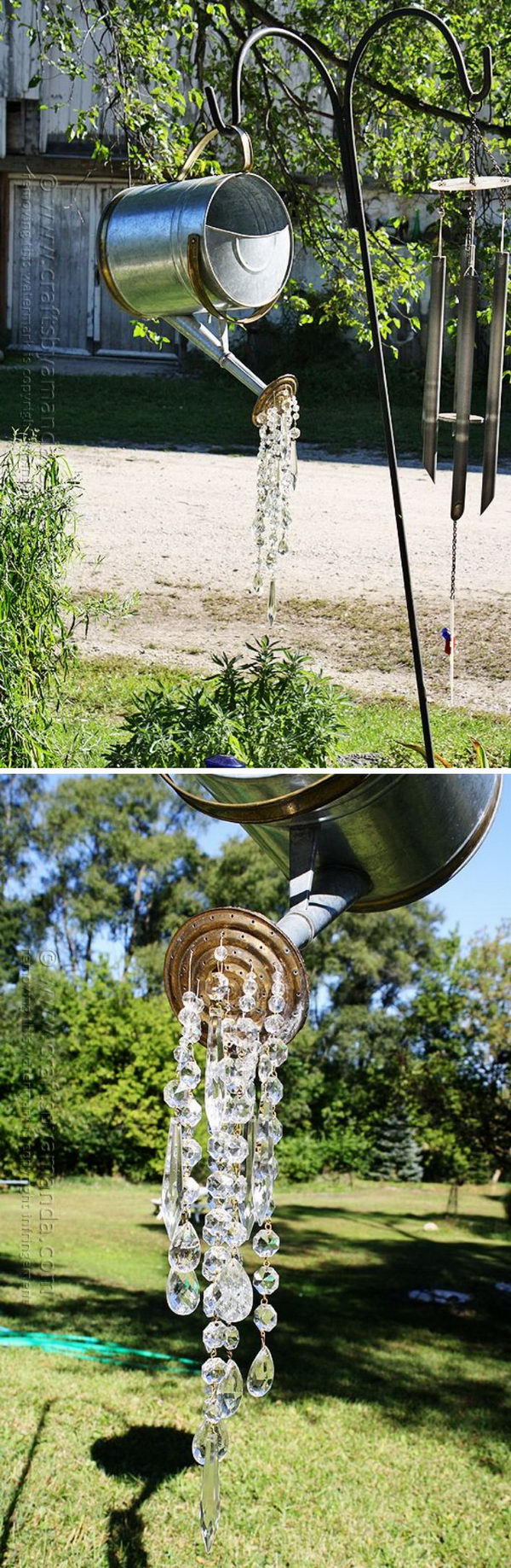 DIY Watering Can Wind Chime That Pours Crystals. 