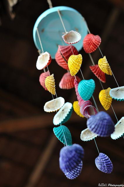 DIY Colorful Seashell Wind Chime. 