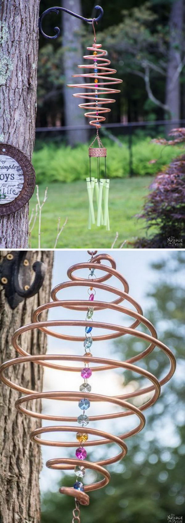 Coiled Copper Wind Chimes. 