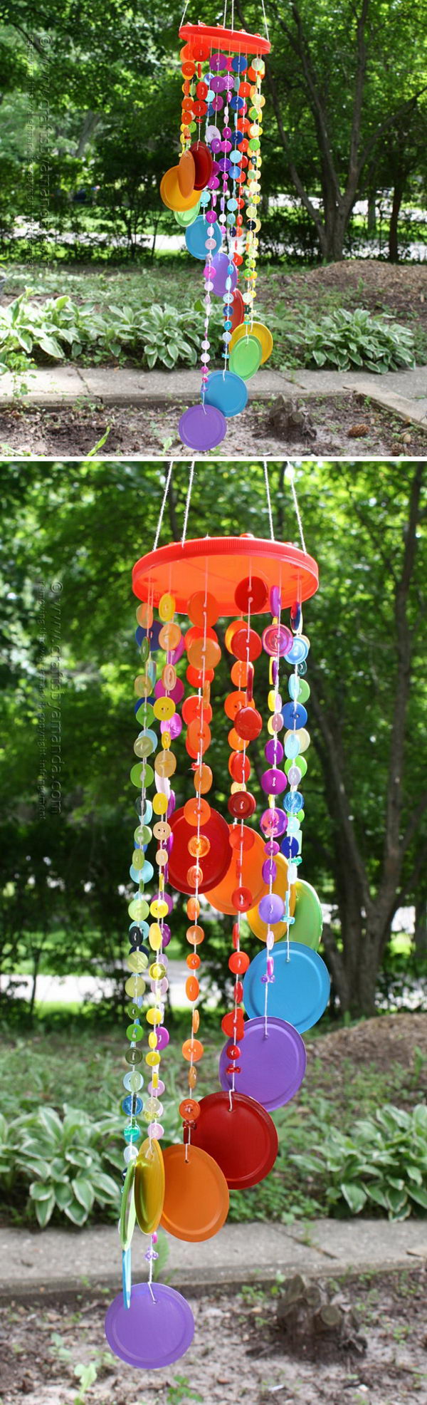 Rainbow Button Wind Chime. 
