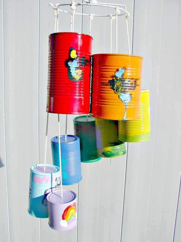 Recycled Tin Can Wind Chimes. 