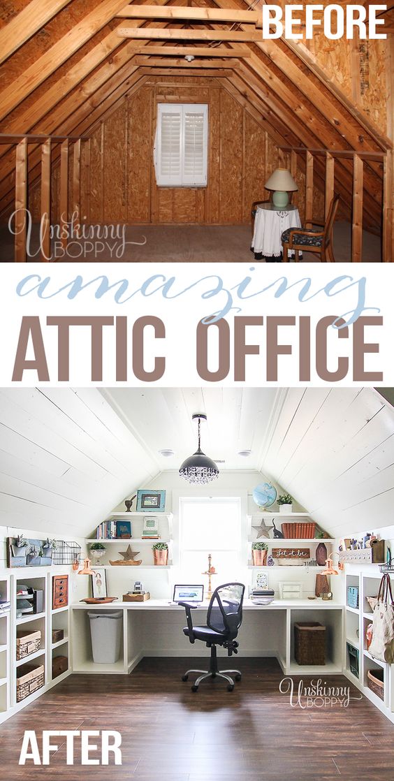 Install Built in Attic Desk Organization for an Amazing Office Space. 