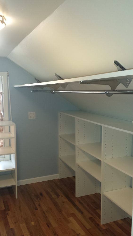 Use Angled Brackets to Maximize Space in Attic Closet. 