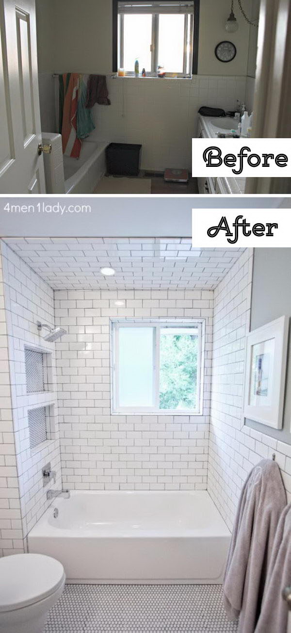 The Floor to Ceiling Subway Tile Was Used to Make the Bathroom Sparkle . 