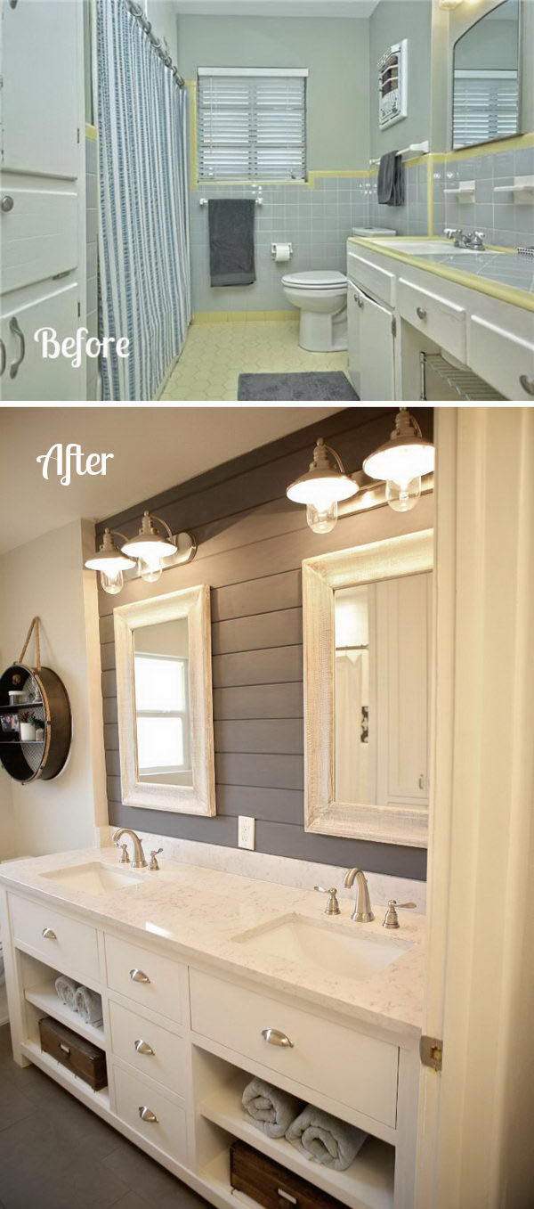 Give Your Bathroom A New Look With A Shiplap Accent Wall. 