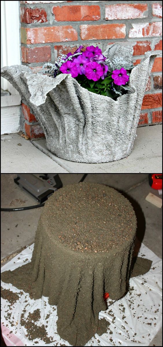 DIY Beautiful Cement Planter from An Old Towel. 