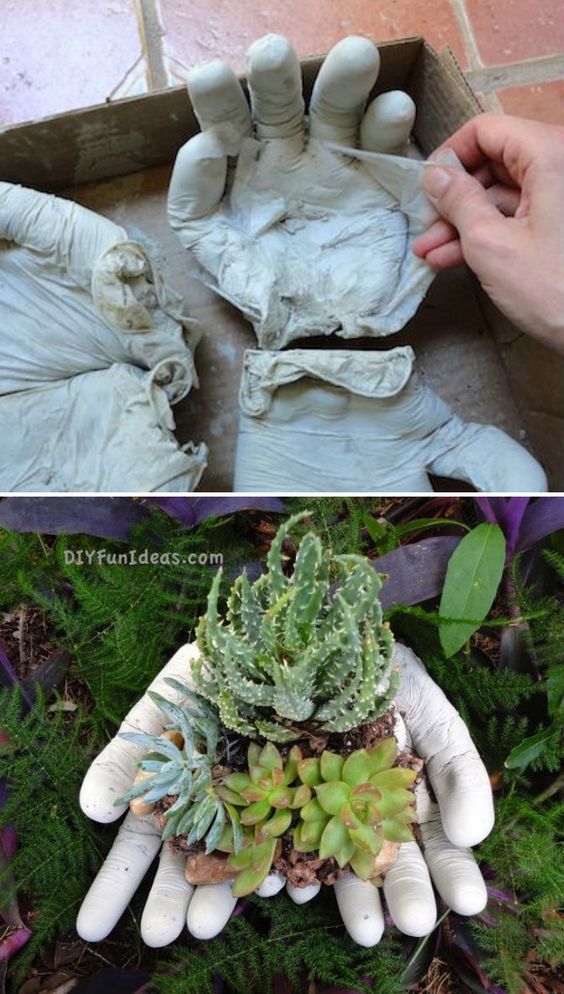 Concrete Hands Planter. 