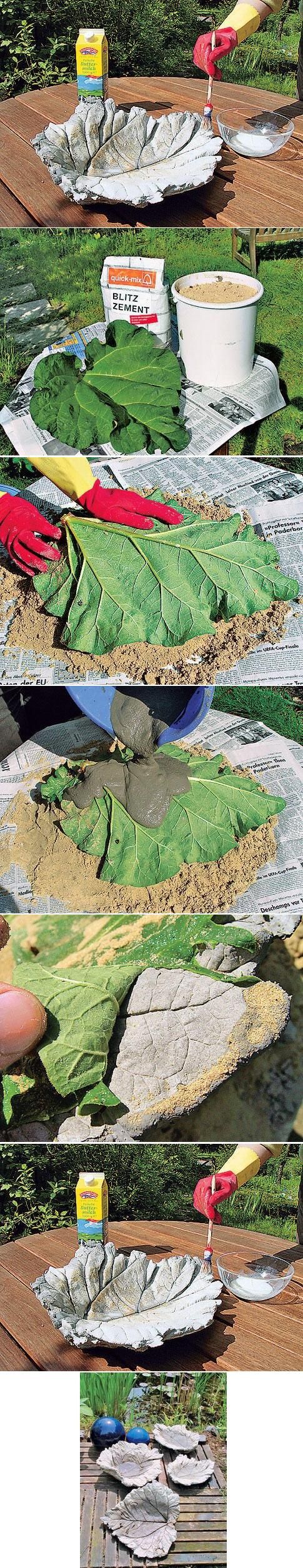 DIY Concrete Leaf Bird Bath. 