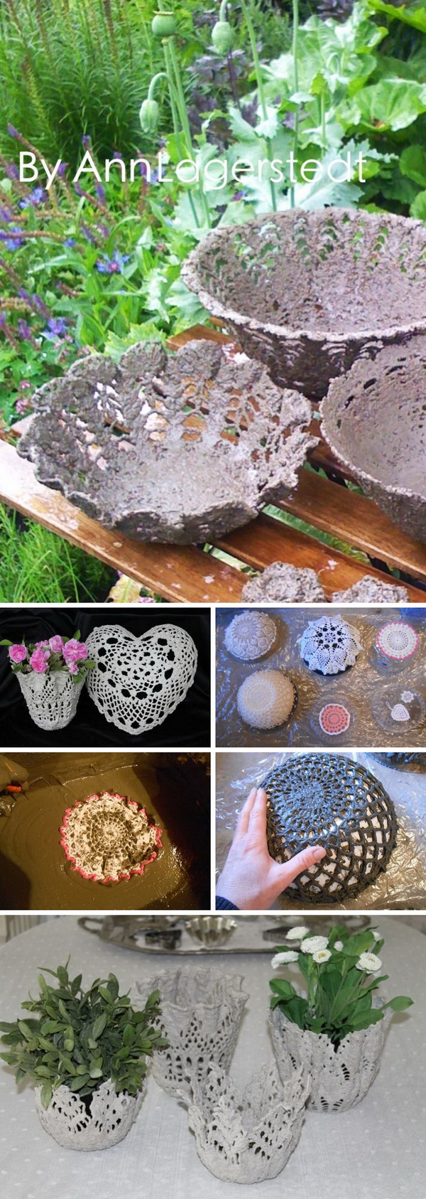 DIY Cement Lace Using Doilies And Other Crochet Items. 