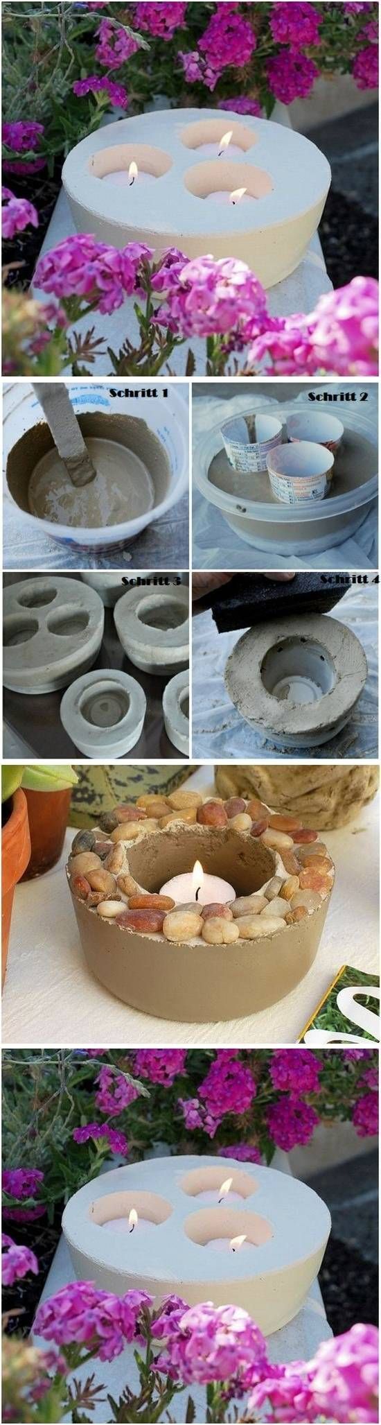 DIY Concrete Candle Holders. 