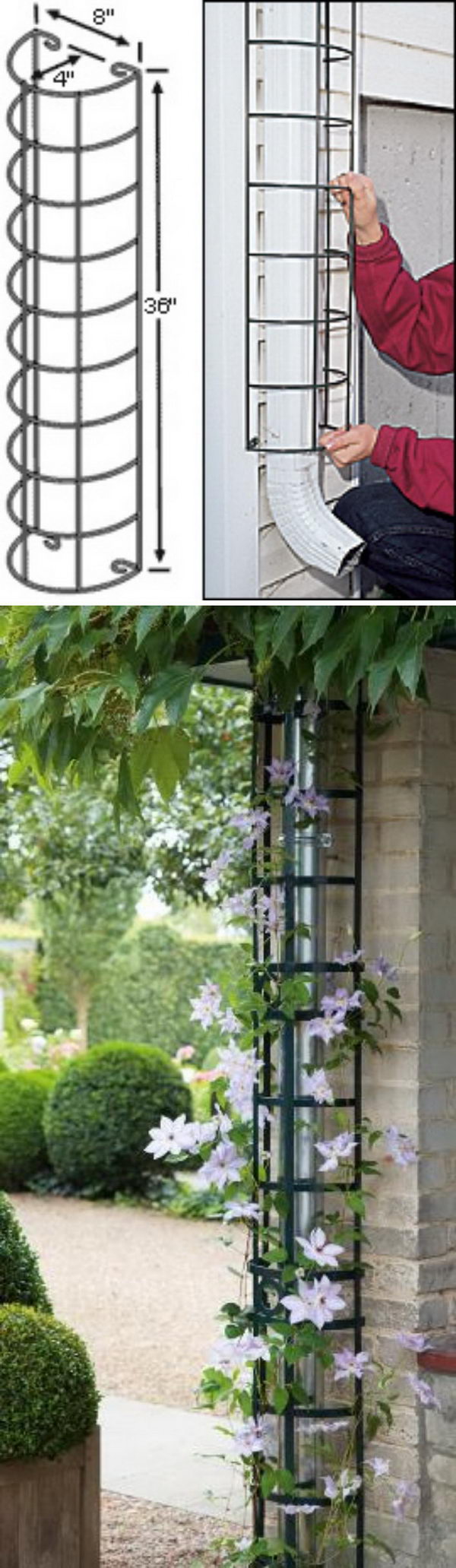 Hide the Downspout with a Trellis. 