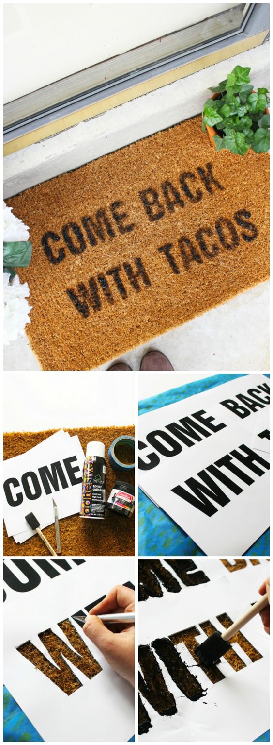 Decorate Your Front Porch or Patio with This Doormat Quote DIY. 