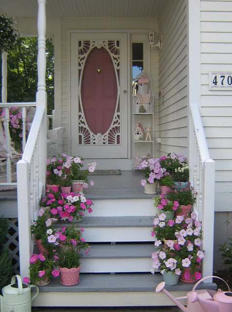Display Potted Flowers on Your Porch Steps. 