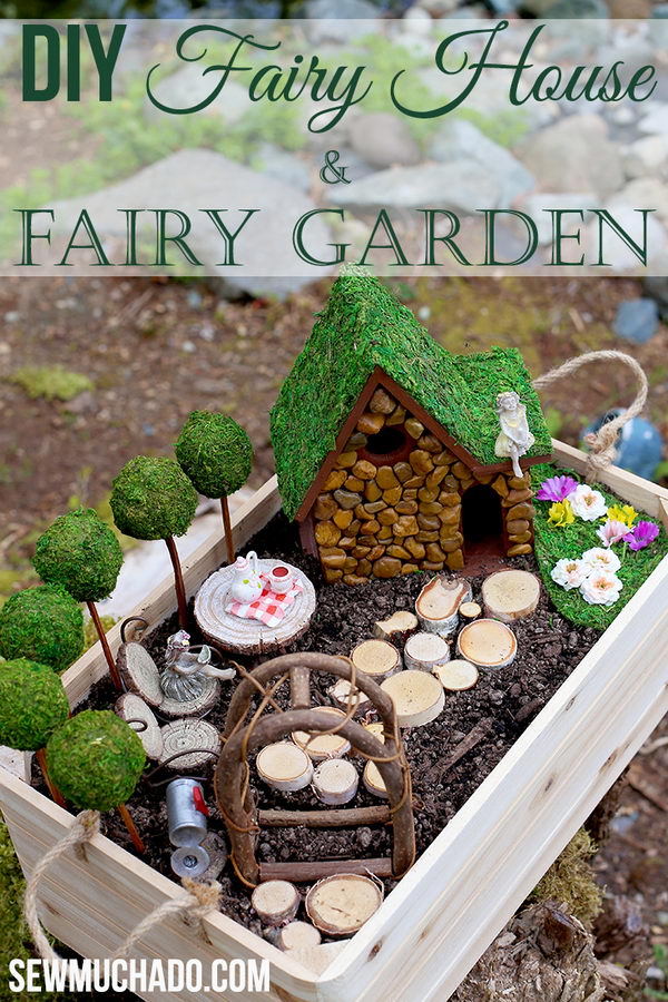 DIY Fairy House in a Wood Crate. 