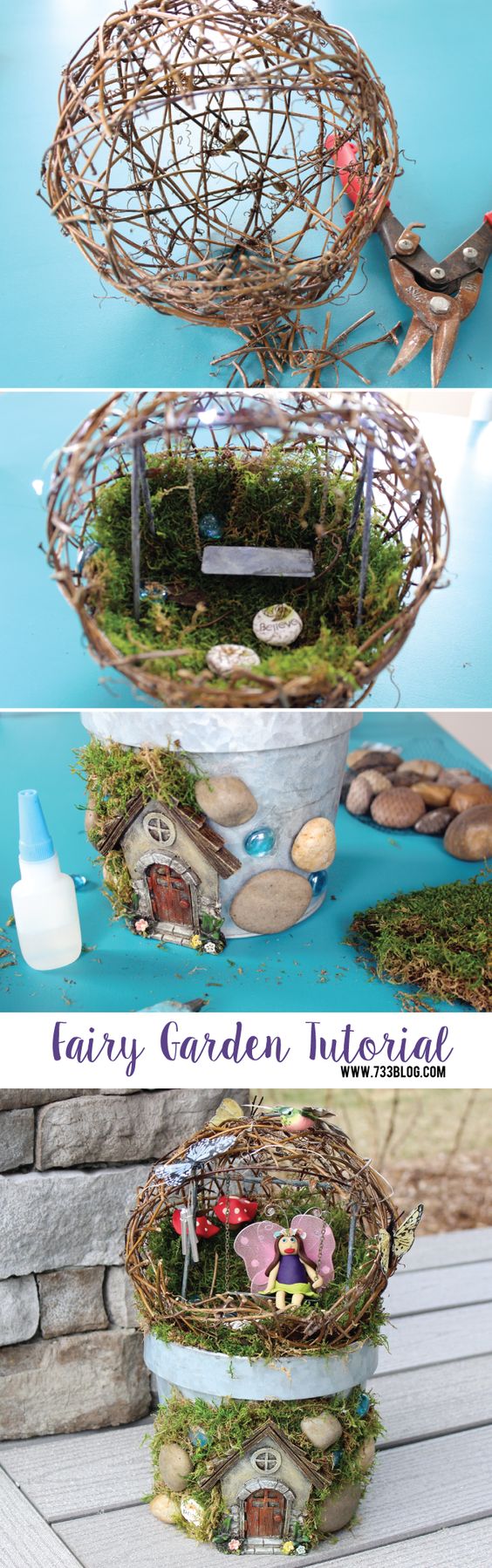 DIY Fairy Garden Sphere on the Miniature Fairy Garden. 